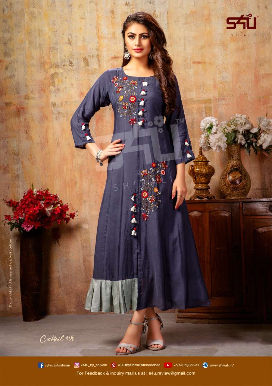 COCKTAIL VOL-3 BY S4U FASHION 301 TO 307 SERIES DESIGNER WEAR COLLECTION BEAUTIFUL STYLISH FANCY COLORFUL PARTY WEAR & OCCASIONAL WEAR FANCY FABRIC WITH EMBROIDERY GOWNS AT WHOLESALE PRICE