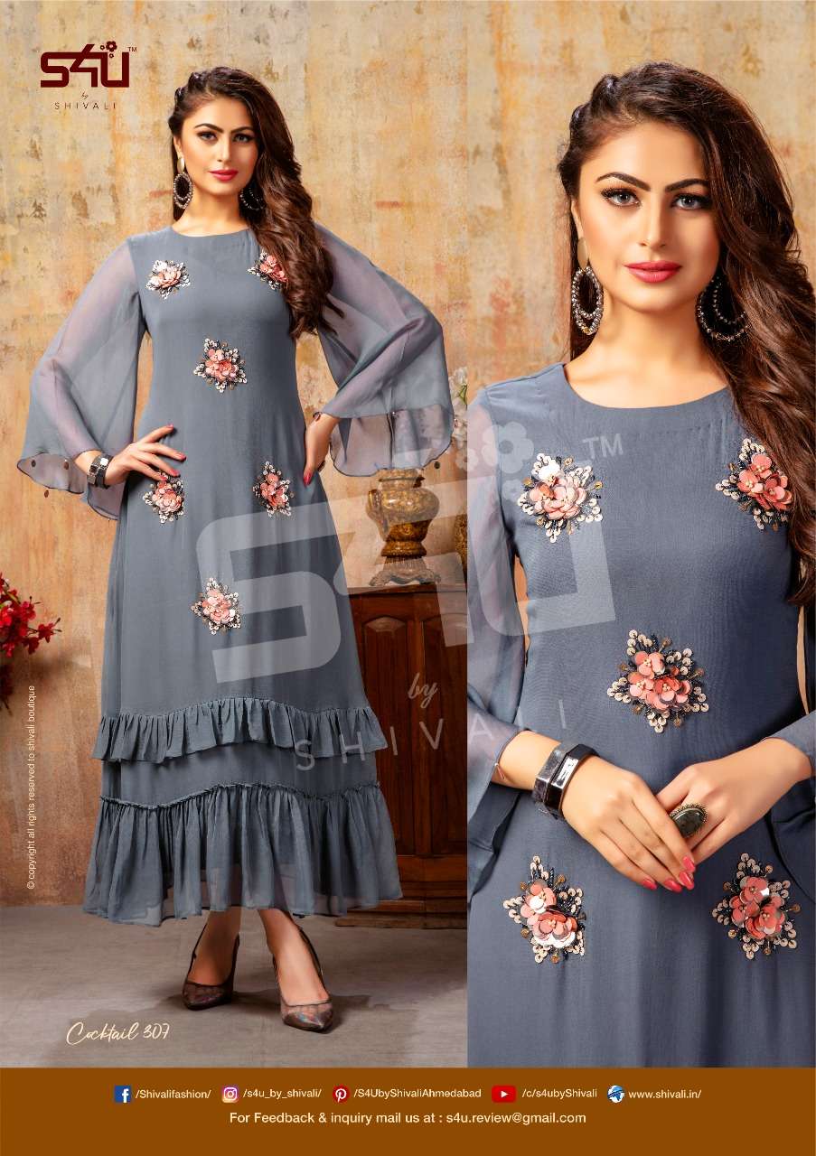 COCKTAIL VOL-3 BY S4U FASHION 301 TO 307 SERIES DESIGNER WEAR COLLECTION BEAUTIFUL STYLISH FANCY COLORFUL PARTY WEAR & OCCASIONAL WEAR FANCY FABRIC WITH EMBROIDERY GOWNS AT WHOLESALE PRICE