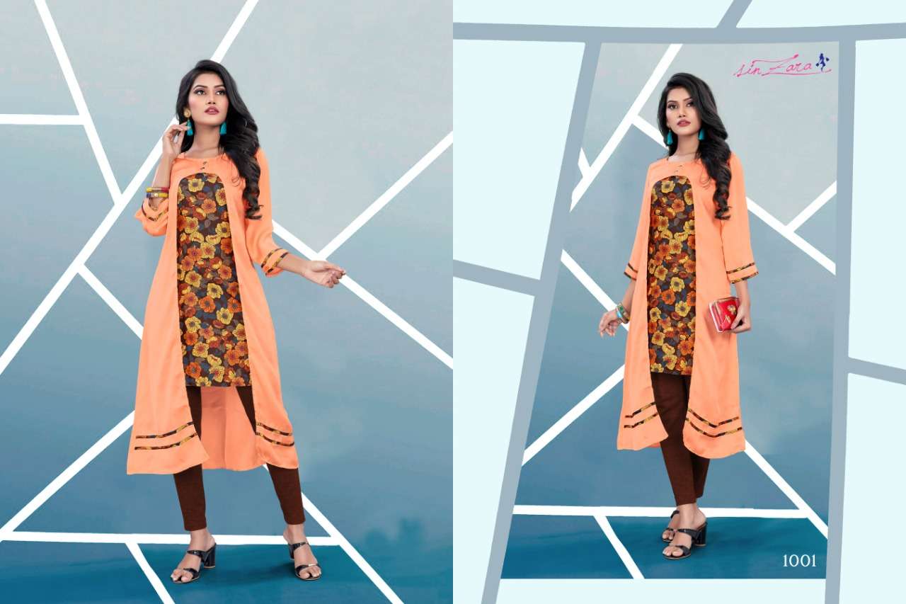 GLORY BY SIN ZARA 1001 TO 1009 SERIES BEAUTIFUL COLORFUL STYLISH FANCY CASUAL WEAR & ETHNIC WEAR & READY TO WEAR SATIN DIGITAL PRINTED KURTIS AT WHOLESALE PRICE