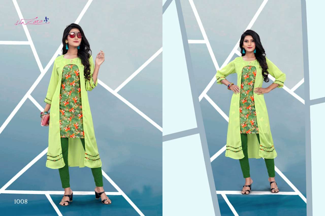 GLORY BY SIN ZARA 1001 TO 1009 SERIES BEAUTIFUL COLORFUL STYLISH FANCY CASUAL WEAR & ETHNIC WEAR & READY TO WEAR SATIN DIGITAL PRINTED KURTIS AT WHOLESALE PRICE