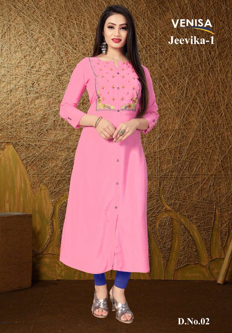 JEEVIKA BY VENISA 01 TO 04 SERIES BEAUTIFUL COLORFUL STYLISH FANCY CASUAL WEAR & ETHNIC WEAR & READY TO WEAR HEAVY RAYON KURTIS AT WHOLESALE PRICE