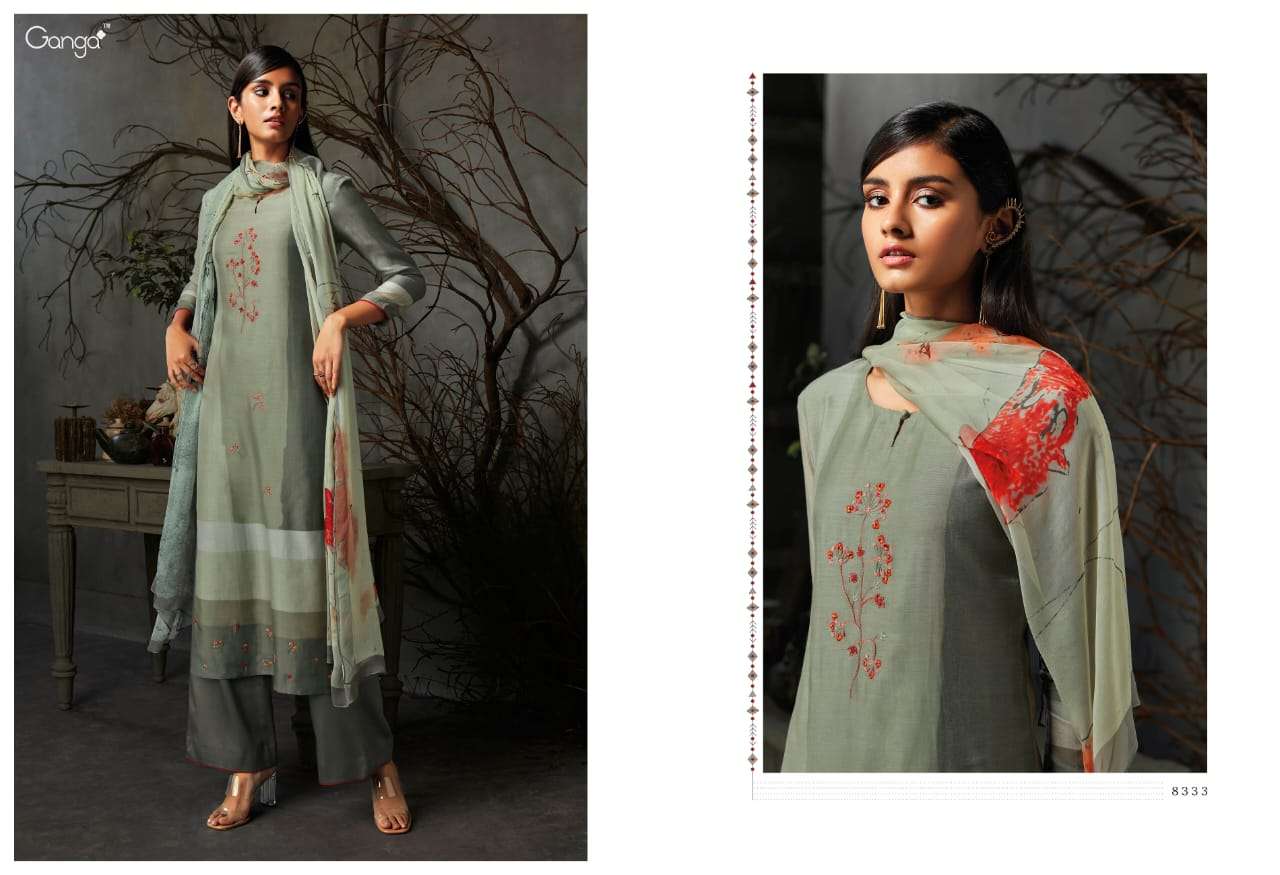 AVISA BY GANGA FASHION 8331 TO 8339 SERIES BEAUTIFUL STYLISH FANCY COLORFUL CASUAL WEAR & ETHNIC WEAR PURE BEMBERG COTTON SILK PRINTED DRESSES AT WHOLESALE PRICE
