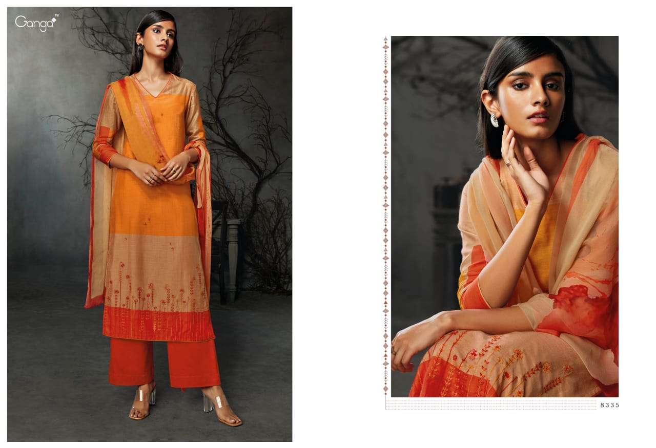 AVISA BY GANGA FASHION 8331 TO 8339 SERIES BEAUTIFUL STYLISH FANCY COLORFUL CASUAL WEAR & ETHNIC WEAR PURE BEMBERG COTTON SILK PRINTED DRESSES AT WHOLESALE PRICE