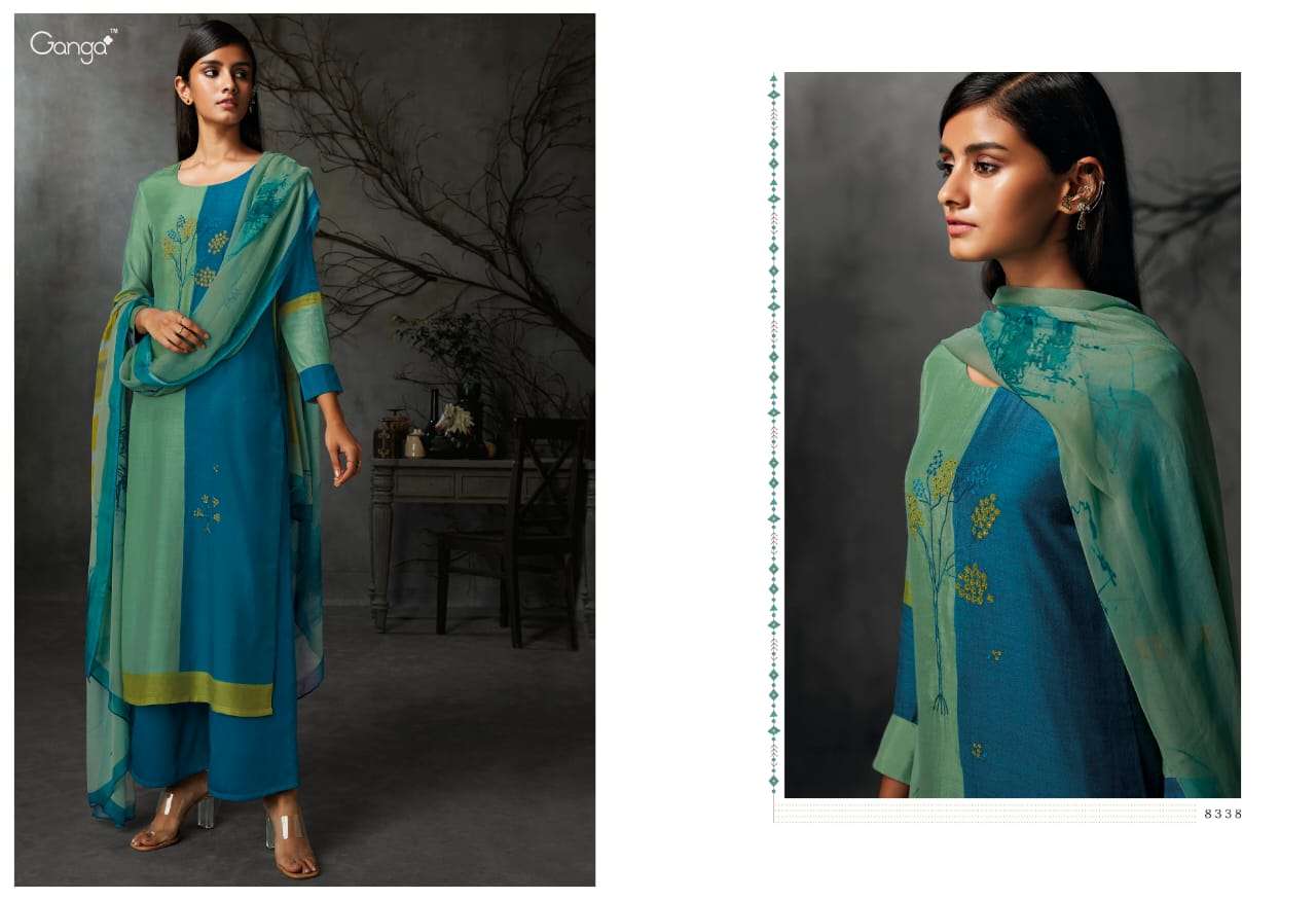 AVISA BY GANGA FASHION 8331 TO 8339 SERIES BEAUTIFUL STYLISH FANCY COLORFUL CASUAL WEAR & ETHNIC WEAR PURE BEMBERG COTTON SILK PRINTED DRESSES AT WHOLESALE PRICE