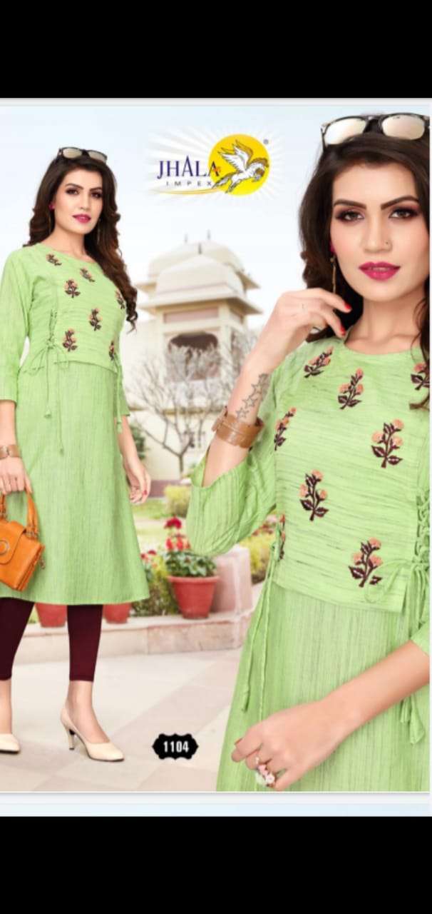 IMPEX BY JHALA 1100 TO 1106 SERIES BEAUTIFUL COLORFUL STYLISH FANCY CASUAL WEAR & ETHNIC WEAR & READY TO WEAR 14 KG VISCOSE RAYON KURTIS AT WHOLESALE PRICE