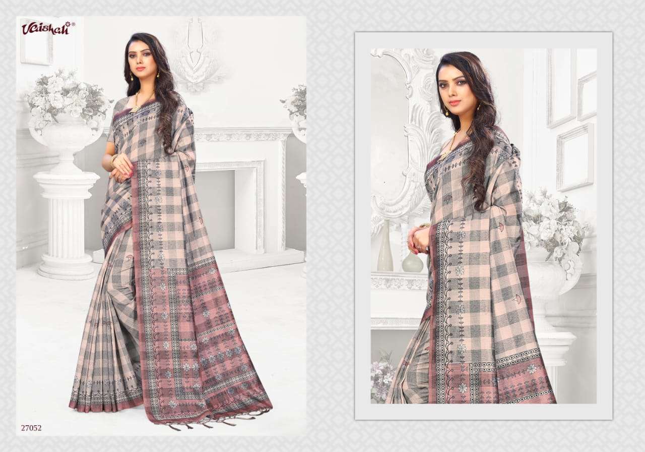 MILTON CHECKS BY VAISHALI FASHION 27051 TO 27064 SERIES INDIAN TRADITIONAL WEAR COLLECTION BEAUTIFUL STYLISH FANCY COLORFUL PARTY WEAR & OCCASIONAL WEAR COTTON DIGITAL PRINTED SAREES AT WHOLESALE PRICE