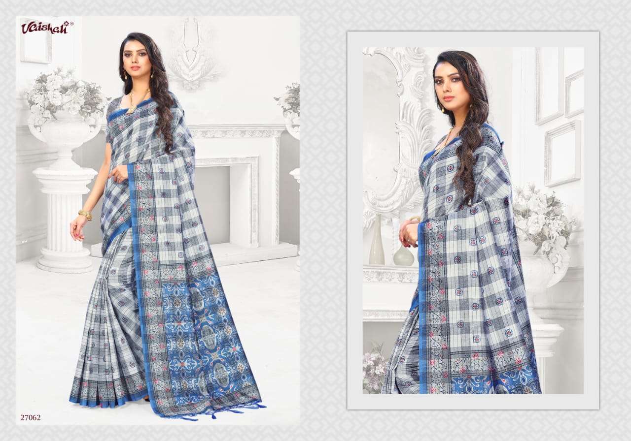 MILTON CHECKS BY VAISHALI FASHION 27051 TO 27064 SERIES INDIAN TRADITIONAL WEAR COLLECTION BEAUTIFUL STYLISH FANCY COLORFUL PARTY WEAR & OCCASIONAL WEAR COTTON DIGITAL PRINTED SAREES AT WHOLESALE PRICE