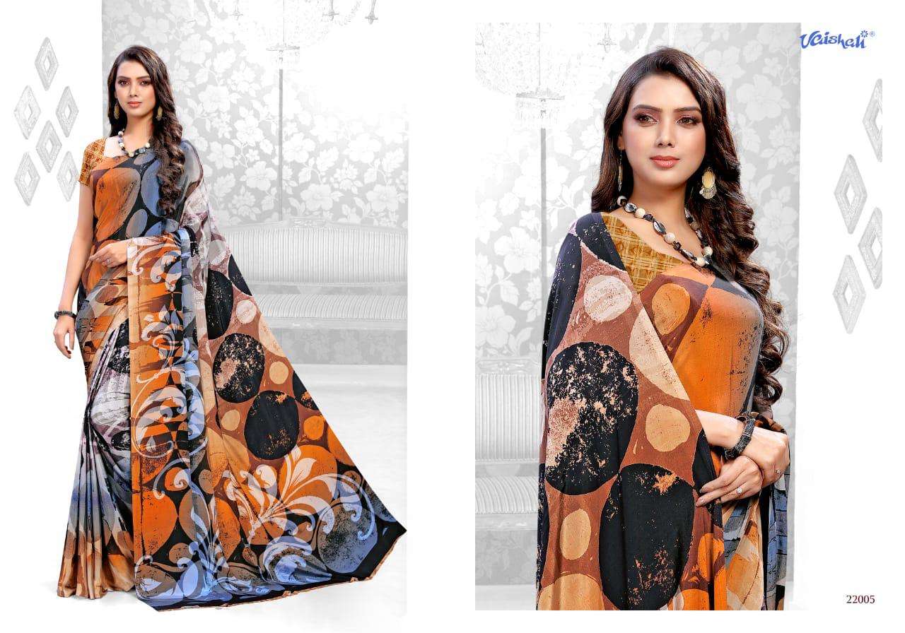 MAYRAA CRAPE VOL-12 BY VAISHALI FASHION 22001 TO 22017 SERIES INDIAN TRADITIONAL WEAR COLLECTION BEAUTIFUL STYLISH FANCY COLORFUL PARTY WEAR & OCCASIONAL WEAR DIGITAL CRAPE PRINTED SAREES AT WHOLESALE PRICE