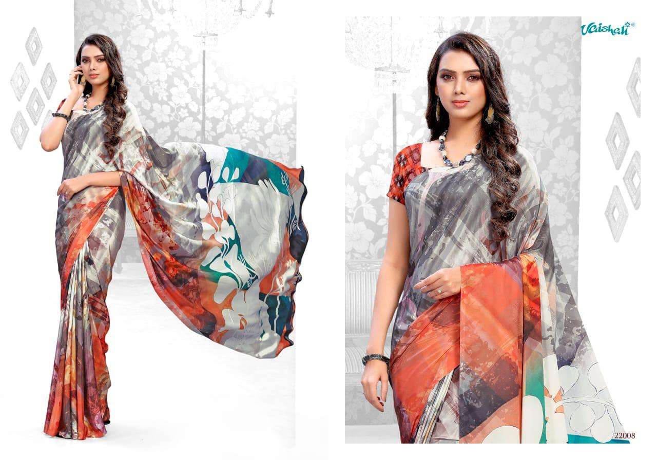 MAYRAA CRAPE VOL-12 BY VAISHALI FASHION 22001 TO 22017 SERIES INDIAN TRADITIONAL WEAR COLLECTION BEAUTIFUL STYLISH FANCY COLORFUL PARTY WEAR & OCCASIONAL WEAR DIGITAL CRAPE PRINTED SAREES AT WHOLESALE PRICE