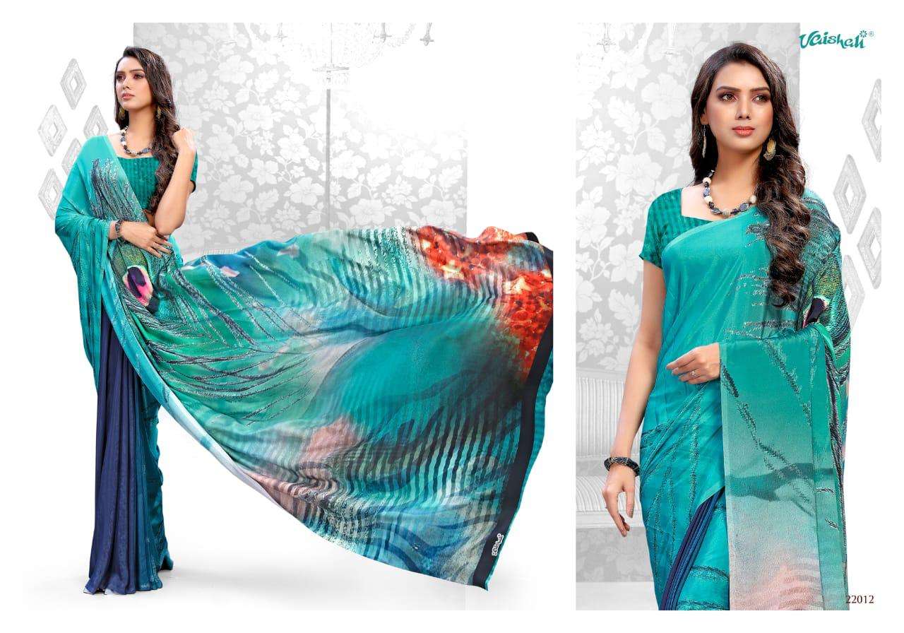 MAYRAA CRAPE VOL-12 BY VAISHALI FASHION 22001 TO 22017 SERIES INDIAN TRADITIONAL WEAR COLLECTION BEAUTIFUL STYLISH FANCY COLORFUL PARTY WEAR & OCCASIONAL WEAR DIGITAL CRAPE PRINTED SAREES AT WHOLESALE PRICE