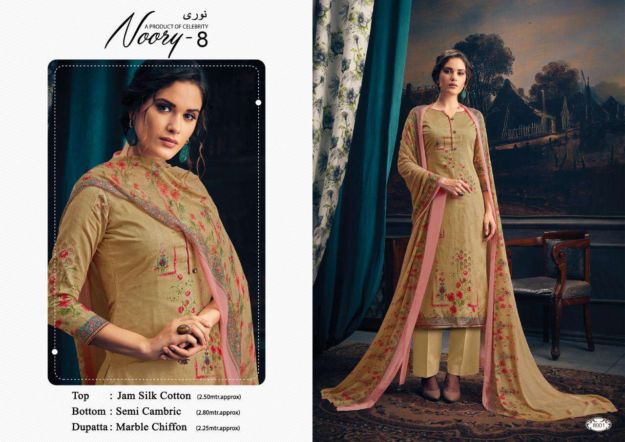 NOORY VOL-8 BY VIJAYA FASHION 8001 TO 8010 SERIES BEAUTIFUL STYLISH FANCY COLORFUL CASUAL WEAR & ETHNIC WEAR JAM SILK COTTON DRESSES AT WHOLESALE PRICE