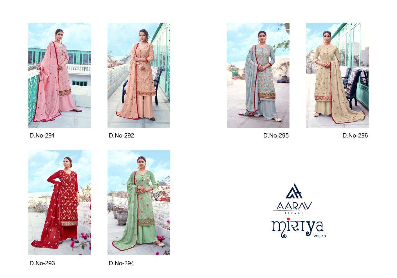 MIRAYA VOL-13 BY ALOK SUITS 291 TO 296 SERIES BEAUTIFUL STYLISH SHARARA SUITS FANCY COLORFUL CASUAL WEAR & ETHNIC WEAR & READY TO WEAR CHINON WITH GOTA WORK DRESSES AT WHOLESALE PRICE