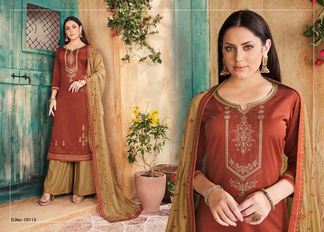 POSHAK VOL-3 BY RAMAIYA 10111 TO 10118 SERIES BEAUTIFUL STYLISH SHARARA SUITS FANCY COLORFUL CASUAL WEAR & ETHNIC WEAR & READY TO WEAR JAM SILK WITH SWARVOSKI DIAMOND WORK DRESSES AT WHOLESALE PRICE