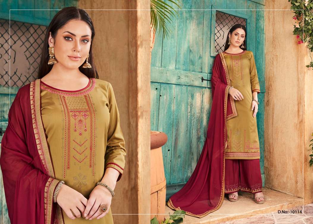 POSHAK VOL-3 BY RAMAIYA 10111 TO 10118 SERIES BEAUTIFUL STYLISH SHARARA SUITS FANCY COLORFUL CASUAL WEAR & ETHNIC WEAR & READY TO WEAR JAM SILK WITH SWARVOSKI DIAMOND WORK DRESSES AT WHOLESALE PRICE