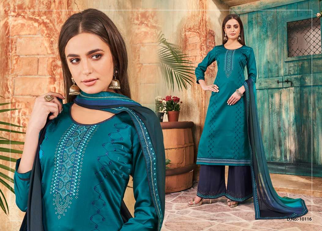 POSHAK VOL-3 BY RAMAIYA 10111 TO 10118 SERIES BEAUTIFUL STYLISH SHARARA SUITS FANCY COLORFUL CASUAL WEAR & ETHNIC WEAR & READY TO WEAR JAM SILK WITH SWARVOSKI DIAMOND WORK DRESSES AT WHOLESALE PRICE