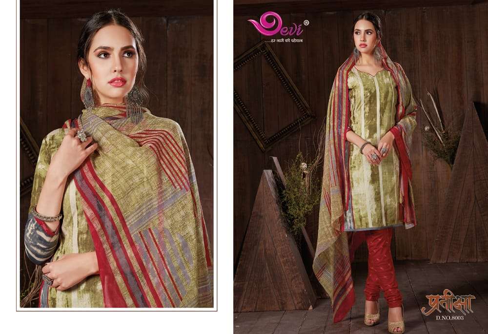 PRATIKSHA VOL-8 BY DEVI 8001 TO 8012 SERIES BEAUTIFUL SUITS STYLISH FANCY COLORFUL CASUAL WEAR & ETHNIC WEAR COTTON PRINTED DRESSES AT WHOLESALE PRICE