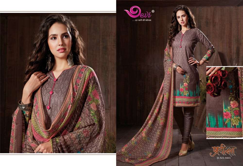 PRATIKSHA VOL-8 BY DEVI 8001 TO 8012 SERIES BEAUTIFUL SUITS STYLISH FANCY COLORFUL CASUAL WEAR & ETHNIC WEAR COTTON PRINTED DRESSES AT WHOLESALE PRICE