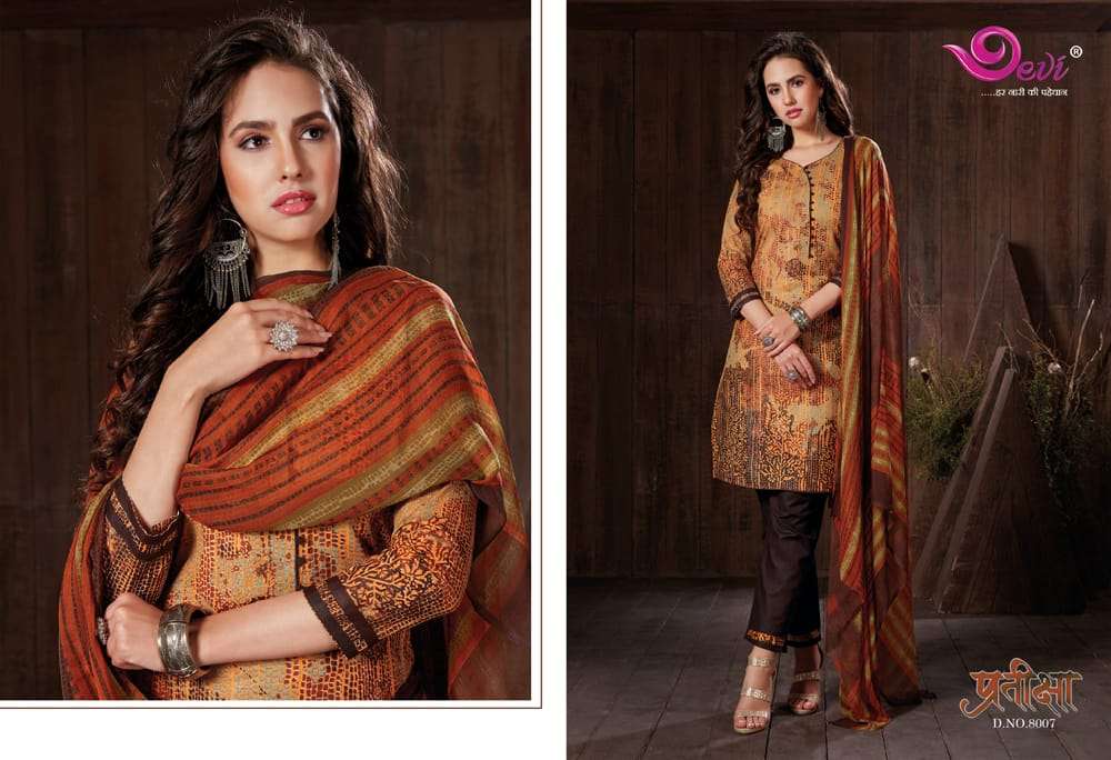 PRATIKSHA VOL-8 BY DEVI 8001 TO 8012 SERIES BEAUTIFUL SUITS STYLISH FANCY COLORFUL CASUAL WEAR & ETHNIC WEAR COTTON PRINTED DRESSES AT WHOLESALE PRICE