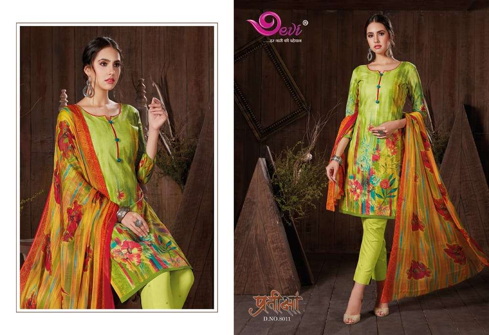PRATIKSHA VOL-8 BY DEVI 8001 TO 8012 SERIES BEAUTIFUL SUITS STYLISH FANCY COLORFUL CASUAL WEAR & ETHNIC WEAR COTTON PRINTED DRESSES AT WHOLESALE PRICE