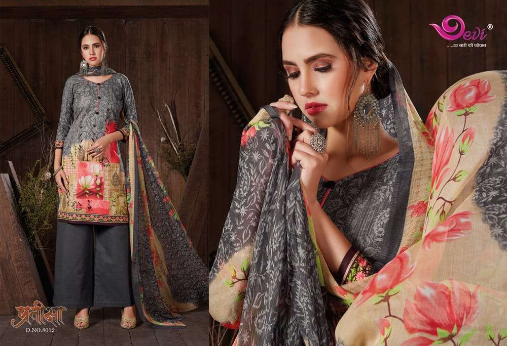 PRATIKSHA VOL-8 BY DEVI 8001 TO 8012 SERIES BEAUTIFUL SUITS STYLISH FANCY COLORFUL CASUAL WEAR & ETHNIC WEAR COTTON PRINTED DRESSES AT WHOLESALE PRICE