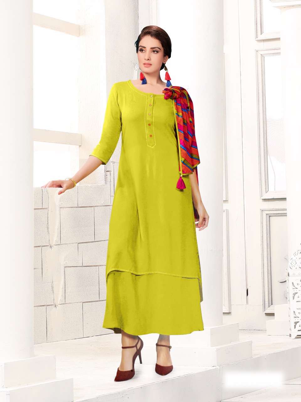 CHIGI WIGI BY KHAYYIRA 2201 TO 2206 SERIES STYLISH FANCY BEAUTIFUL COLORFUL CASUAL WEAR & ETHNIC WEAR RAYON COTTON 14 KG KURTIS AT WHOLESALE PRICE