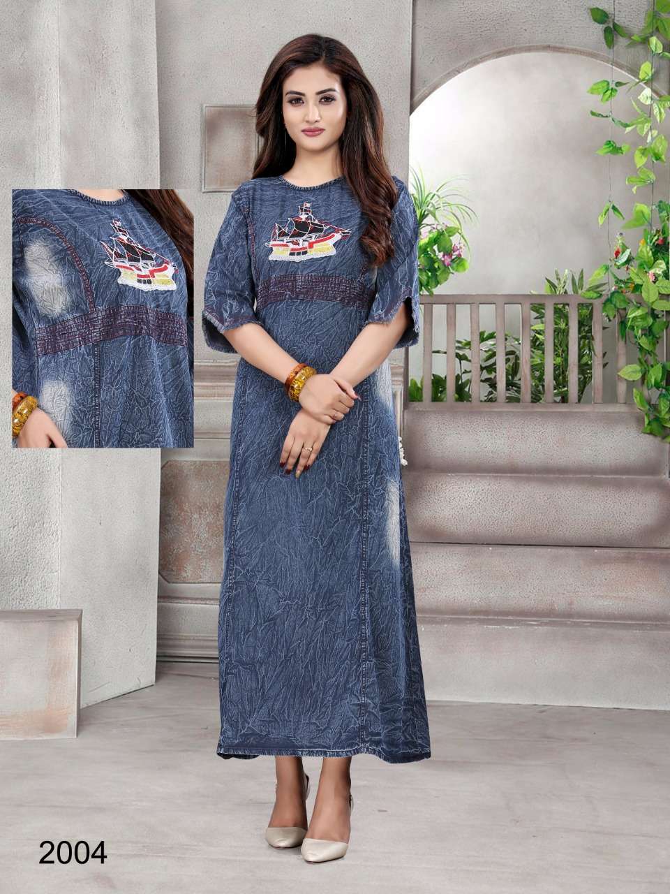DIYA VOL-2 BY PRIVAA 2001 TO 2006 SERIES BEAUTIFUL STYLISH COLORFUL FANCY PARTY WEAR & ETHNIC WEAR & READY TO WEAR DENIM GOWNS AT WHOLESALE PRICE