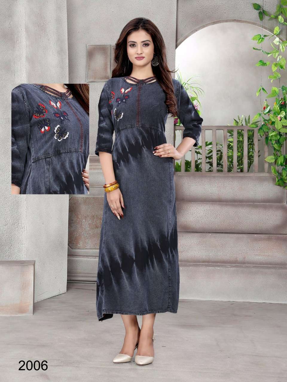 DIYA VOL-2 BY PRIVAA 2001 TO 2006 SERIES BEAUTIFUL STYLISH COLORFUL FANCY PARTY WEAR & ETHNIC WEAR & READY TO WEAR DENIM GOWNS AT WHOLESALE PRICE