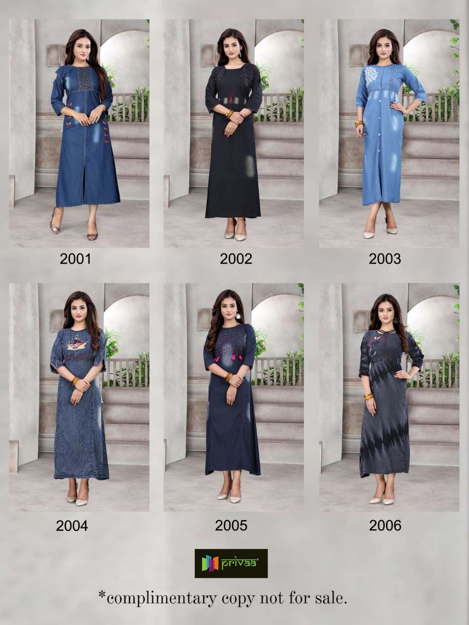 DIYA VOL-2 BY PRIVAA 2001 TO 2006 SERIES BEAUTIFUL STYLISH COLORFUL FANCY PARTY WEAR & ETHNIC WEAR & READY TO WEAR DENIM GOWNS AT WHOLESALE PRICE