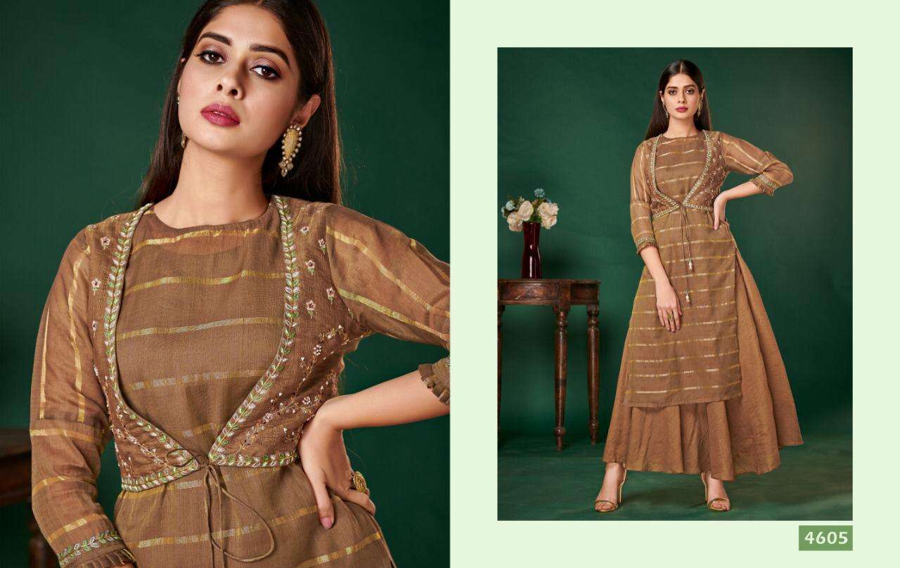 FIRDAUS BY NITARA 4601 TO 4605 SERIES STYLISH FANCY BEAUTIFUL COLORFUL CASUAL WEAR & ETHNIC WEAR VARIETY OF EXCLUSIVE FABRIC KURTIS WITH BOTTOM AT WHOLESALE PRICE