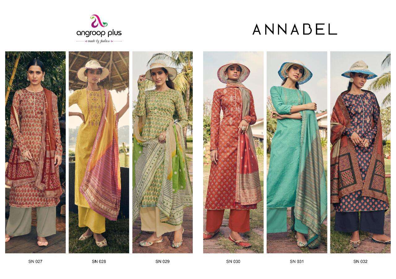 ANNABEL BY ANGROOP PLUS 027 TO 032 SERIES BEAUTIFUL STYLISH FANCY COLORFUL CASUAL WEAR & ETHNIC WEAR PURE JAM COTTON SATIN PRINTED DRESSES AT WHOLESALE PRICE