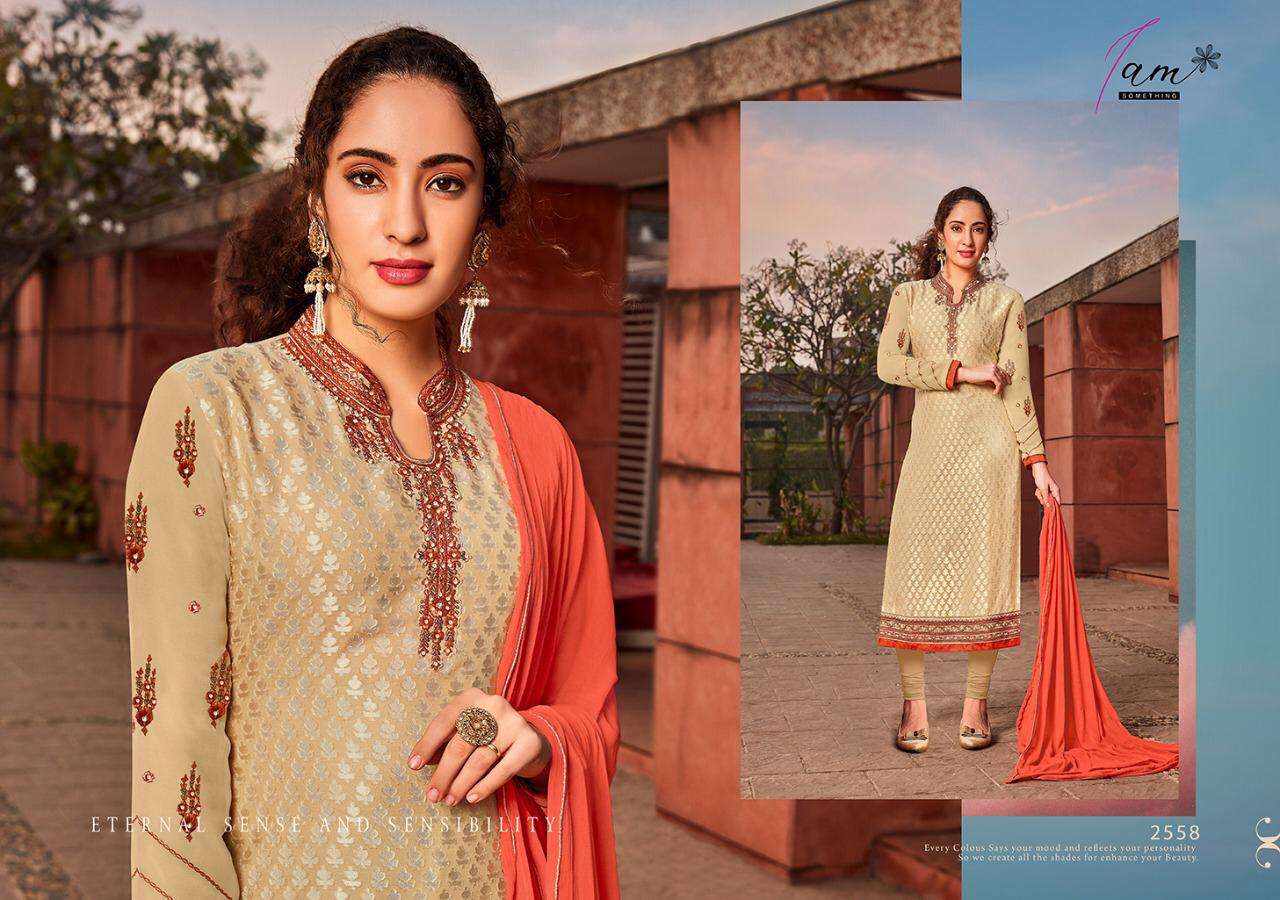 AAYESHA VOL-8 BY I AM SOMETHING 2556 TO 2561 SERIES BEAUTIFUL STYLISH FANCY COLORFUL CASUAL WEAR & ETHNIC WEAR BRASSO WITH GEORGETTE DRESSES AT WHOLESALE PRICE