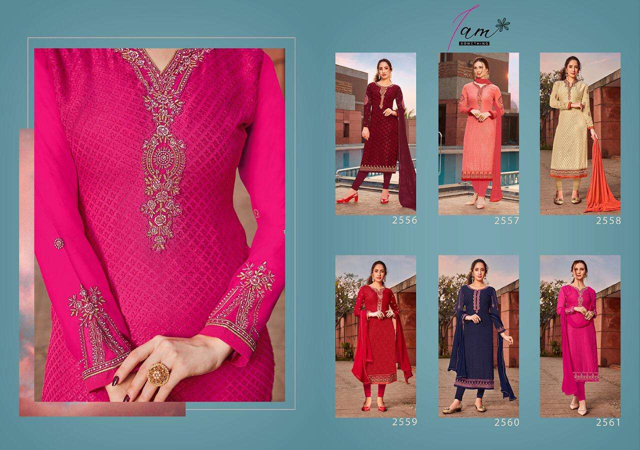 AAYESHA VOL-8 BY I AM SOMETHING 2556 TO 2561 SERIES BEAUTIFUL STYLISH FANCY COLORFUL CASUAL WEAR & ETHNIC WEAR BRASSO WITH GEORGETTE DRESSES AT WHOLESALE PRICE