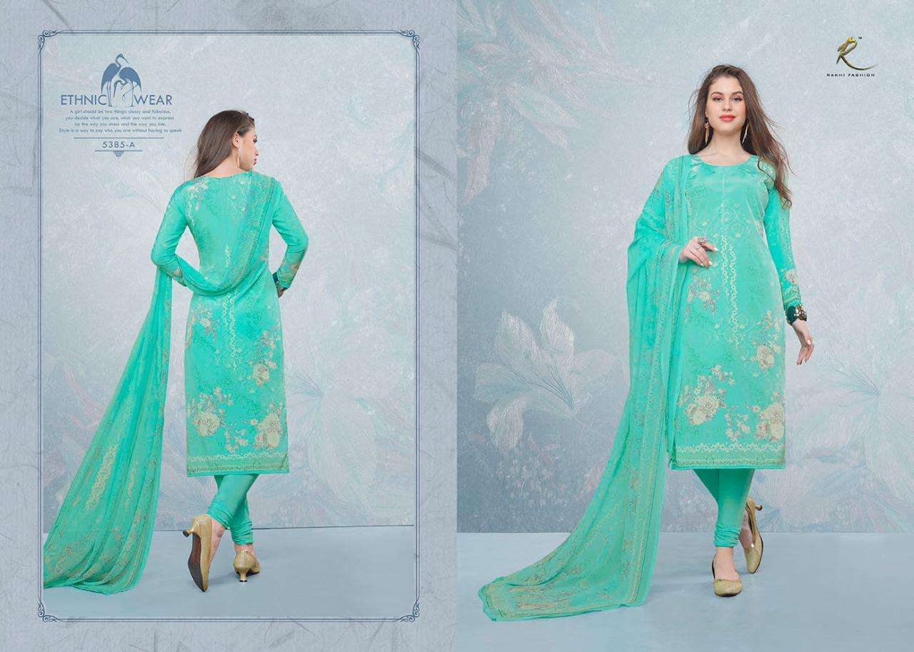 CANDY LONG SUIT 5384 SERIES BY RAKHI FASHION 5384-A TO 5387-B SERIES BEAUTIFUL STYLISH FANCY COLORFUL CASUAL WEAR & ETHNIC WEAR CREPE PRINTED DRESSES AT WHOLESALE PRICE