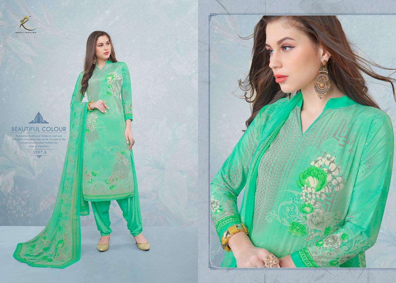 CANDY LONG SUIT 5384 SERIES BY RAKHI FASHION 5384-A TO 5387-B SERIES BEAUTIFUL STYLISH FANCY COLORFUL CASUAL WEAR & ETHNIC WEAR CREPE PRINTED DRESSES AT WHOLESALE PRICE
