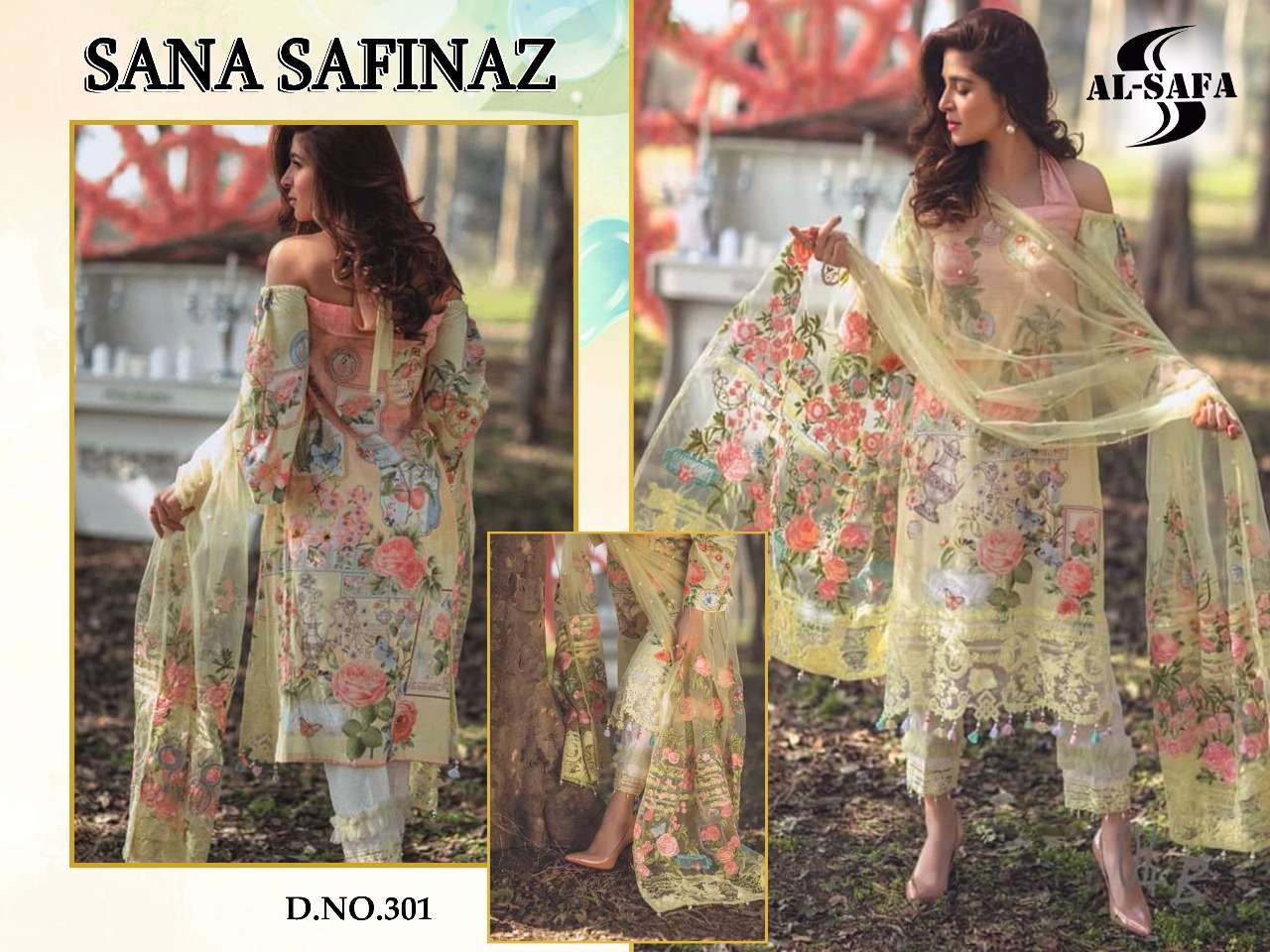 SANA SAFINAZ BY AL-SAFA 301 TO 302 SERIES BEAUTIFUL PAKISTANI SUITS COLORFUL STYLISH FANCY CASUAL WEAR & ETHNIC WEAR COTTON PRINTED WITH EMBROIDERY DRESSES AT WHOLESALE PRICE