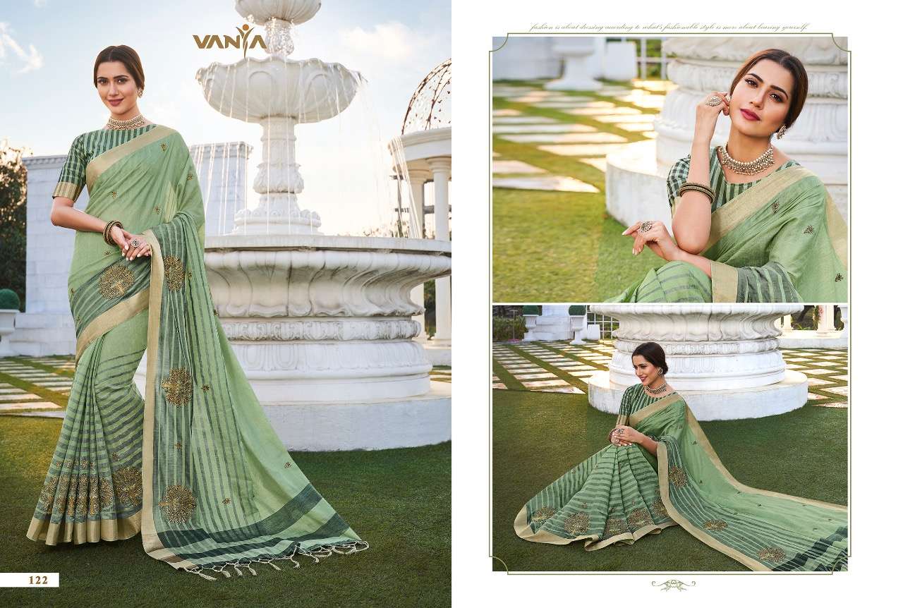 VISTARA VOL-1 BY VANYA 121 TO 139 SERIES INDIAN TRADITIONAL WEAR COLLECTION BEAUTIFUL STYLISH FANCY COLORFUL PARTY WEAR & OCCASIONAL WEAR FANCY SAREES AT WHOLESALE PRICE