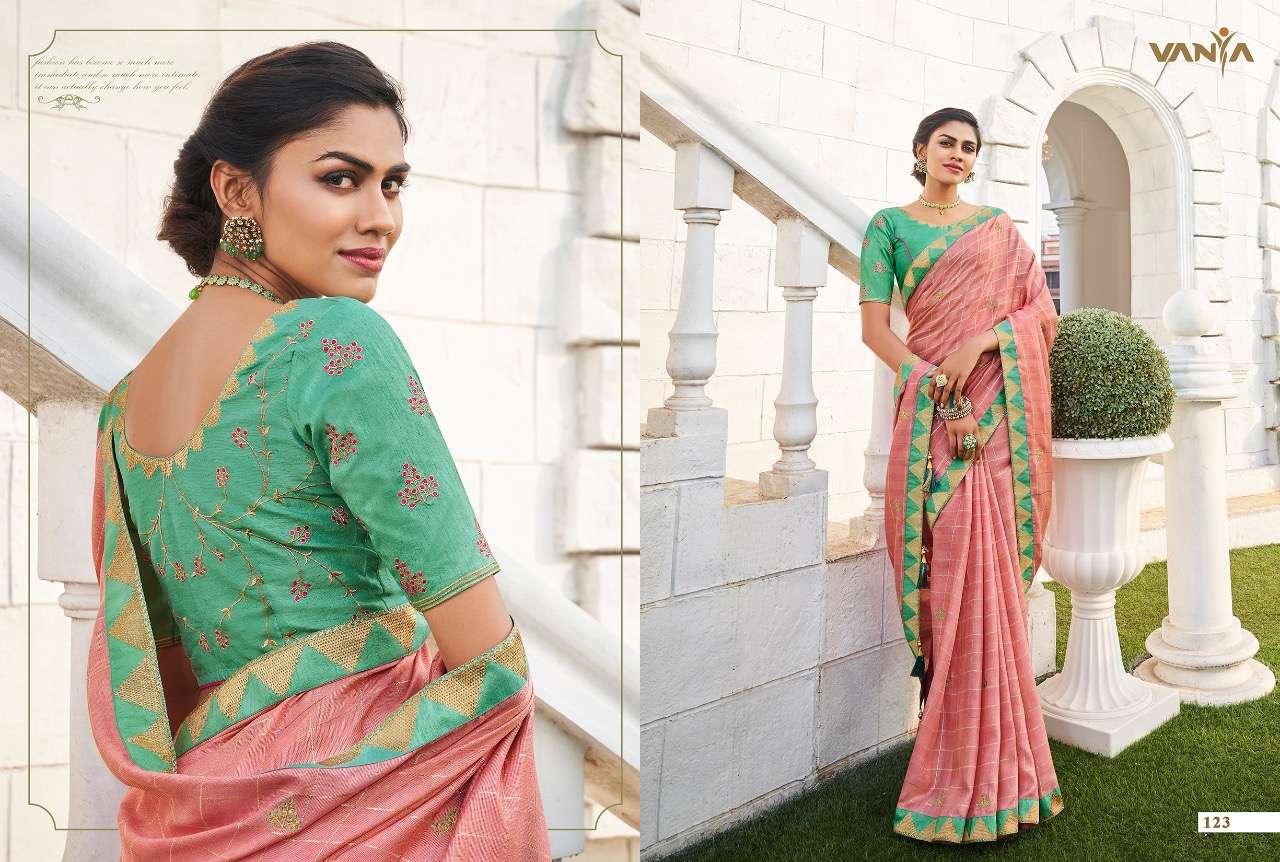 VISTARA VOL-1 BY VANYA 121 TO 139 SERIES INDIAN TRADITIONAL WEAR COLLECTION BEAUTIFUL STYLISH FANCY COLORFUL PARTY WEAR & OCCASIONAL WEAR FANCY SAREES AT WHOLESALE PRICE