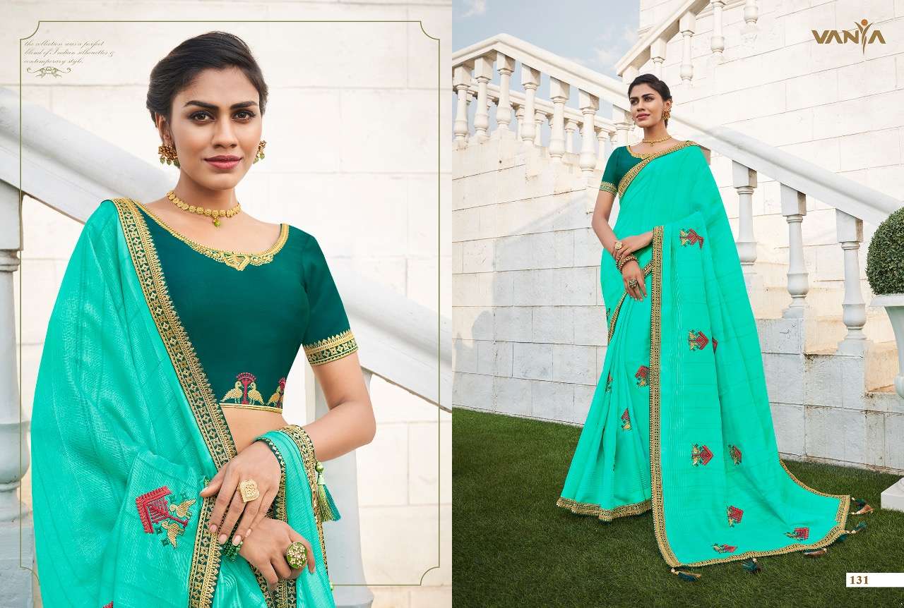 VISTARA VOL-1 BY VANYA 121 TO 139 SERIES INDIAN TRADITIONAL WEAR COLLECTION BEAUTIFUL STYLISH FANCY COLORFUL PARTY WEAR & OCCASIONAL WEAR FANCY SAREES AT WHOLESALE PRICE