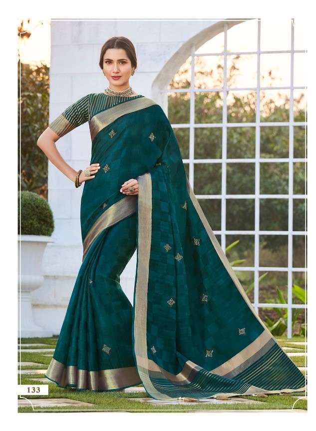 VISTARA VOL-1 BY VANYA 121 TO 139 SERIES INDIAN TRADITIONAL WEAR COLLECTION BEAUTIFUL STYLISH FANCY COLORFUL PARTY WEAR & OCCASIONAL WEAR FANCY SAREES AT WHOLESALE PRICE