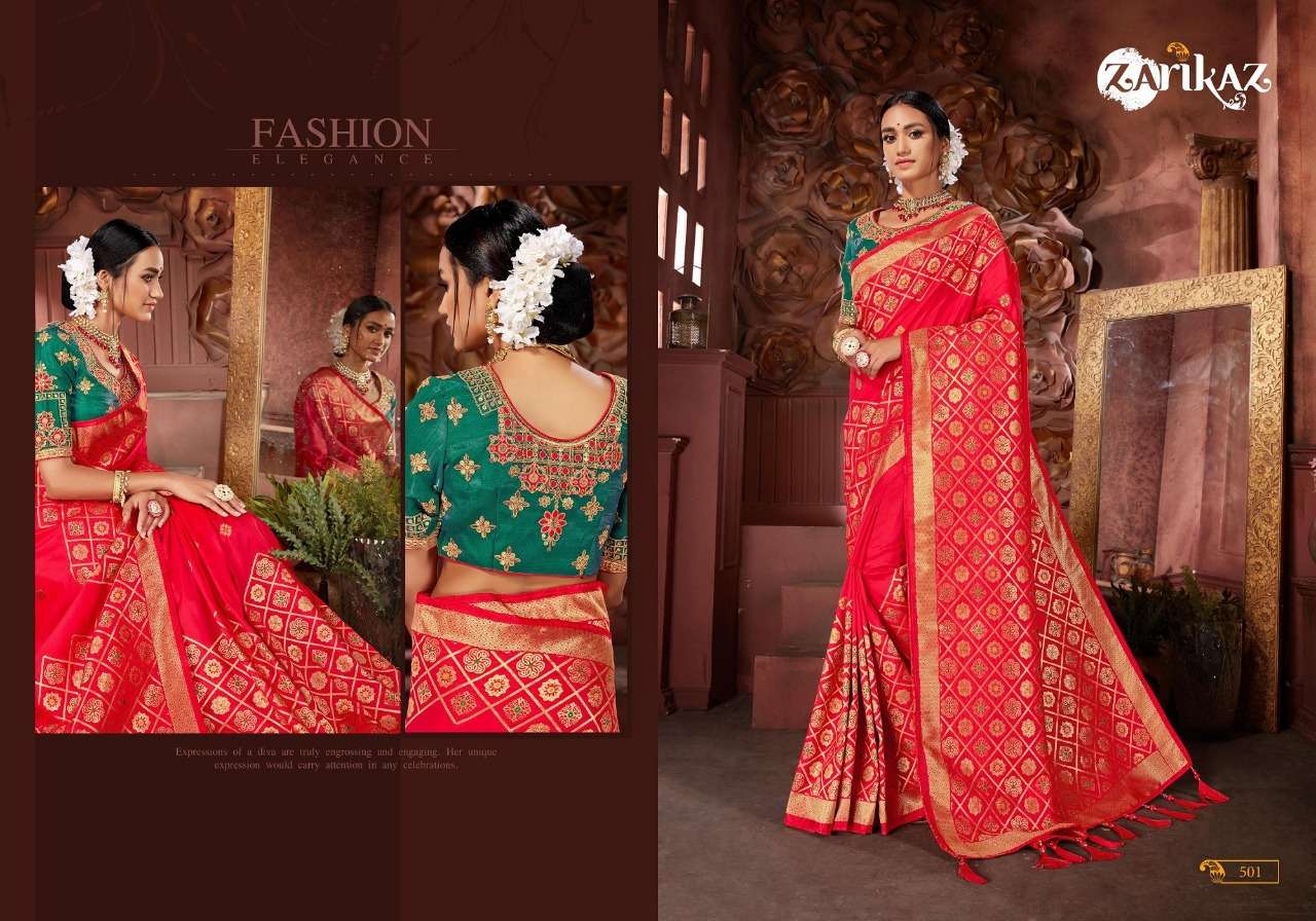 RAJVEE VOL-5 BY ZARIKAZ 01 TO 06 SERIES INDIAN TRADITIONAL WEAR COLLECTION BEAUTIFUL STYLISH FANCY COLORFUL PARTY WEAR & OCCASIONAL WEAR BANARASI SILK WITH EMBROIDERY SAREES AT WHOLESALE PRICE