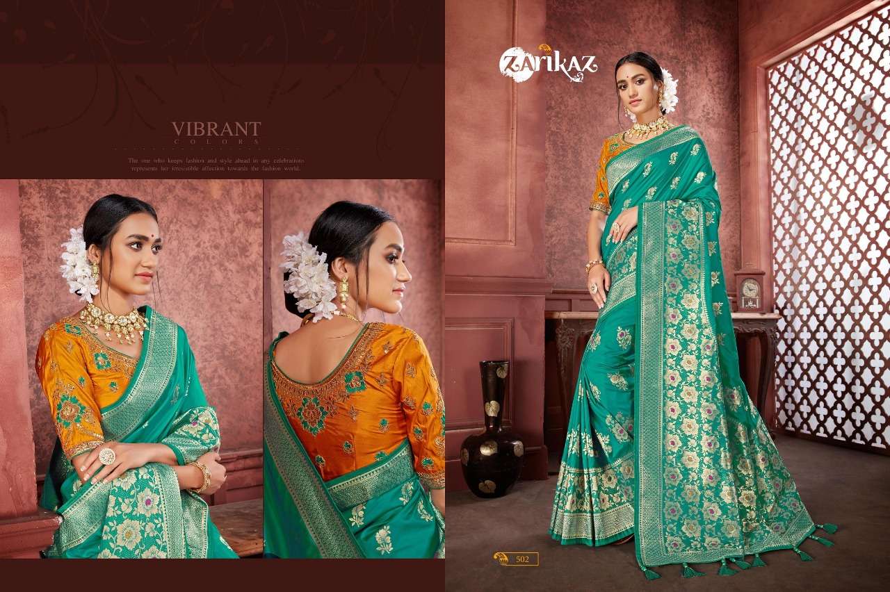 RAJVEE VOL-5 BY ZARIKAZ 01 TO 06 SERIES INDIAN TRADITIONAL WEAR COLLECTION BEAUTIFUL STYLISH FANCY COLORFUL PARTY WEAR & OCCASIONAL WEAR BANARASI SILK WITH EMBROIDERY SAREES AT WHOLESALE PRICE
