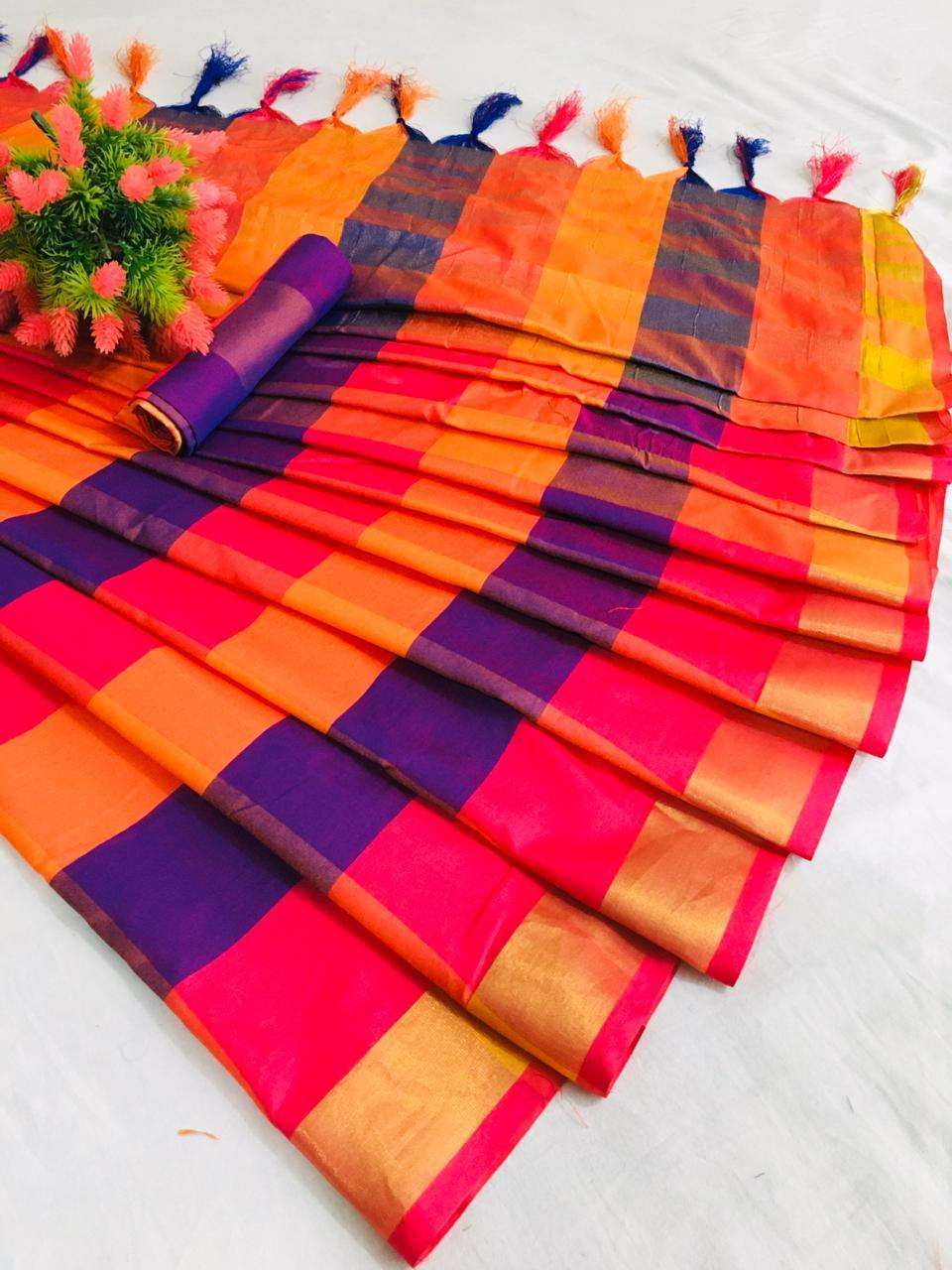 MB-3014 BY MURTI BAZZAR 01 TO 06 SERIES INDIAN TRADITIONAL WEAR COLLECTION BEAUTIFUL STYLISH FANCY COLORFUL PARTY WEAR & OCCASIONAL WEAR SOFT COTTON SILK SAREES AT WHOLESALE PRICE