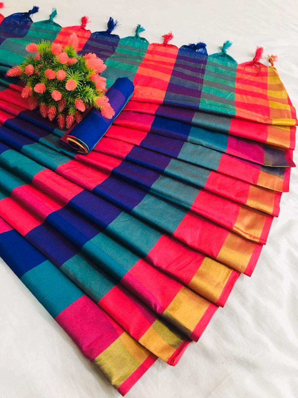 MB-3014 BY MURTI BAZZAR 01 TO 06 SERIES INDIAN TRADITIONAL WEAR COLLECTION BEAUTIFUL STYLISH FANCY COLORFUL PARTY WEAR & OCCASIONAL WEAR SOFT COTTON SILK SAREES AT WHOLESALE PRICE