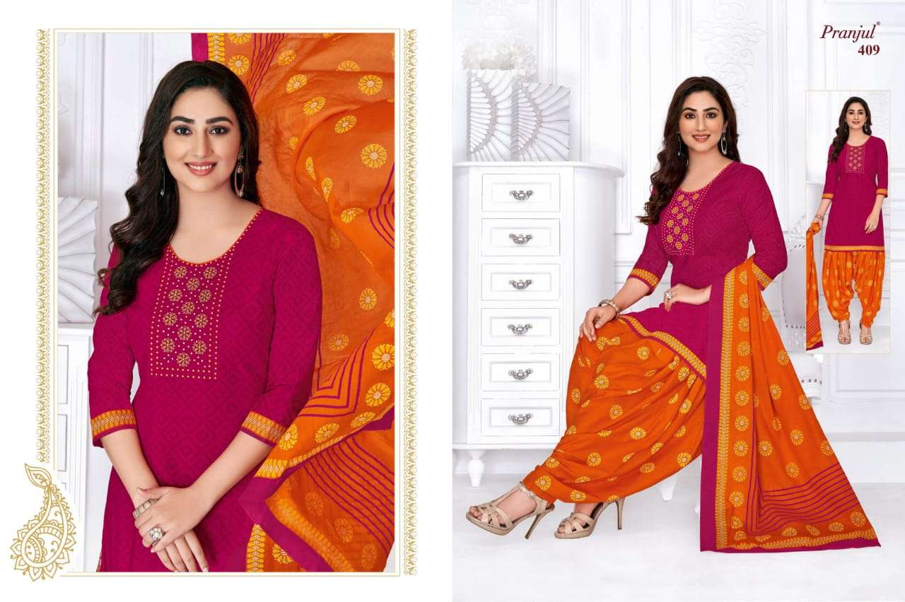 PRIYANKA VOL-4 BY PRANJUL 401 TO 456 SERIES BEAUTIFUL SUITS COLORFUL STYLISH FANCY CASUAL WEAR & ETHNIC WEAR COTTON PRINTED DRESSES AT WHOLESALE PRICE