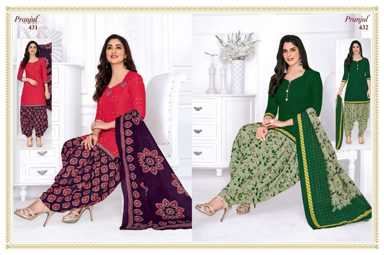 PRIYANKA VOL-4 BY PRANJUL 401 TO 456 SERIES BEAUTIFUL SUITS COLORFUL STYLISH FANCY CASUAL WEAR & ETHNIC WEAR COTTON PRINTED DRESSES AT WHOLESALE PRICE