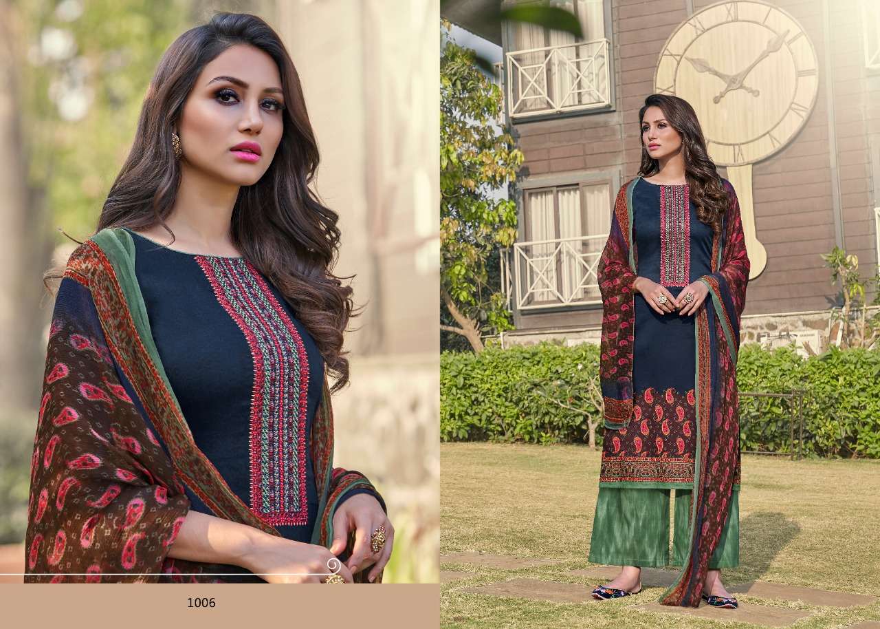 MORPANKH BY 7 CLOUDS 1001 TO 1008 SERIES BEAUTIFUL SUITS COLORFUL STYLISH FANCY CASUAL WEAR & ETHNIC WEAR PURE JAM PRINT WITH EMBROIDERY DRESSES AT WHOLESALE PRICE