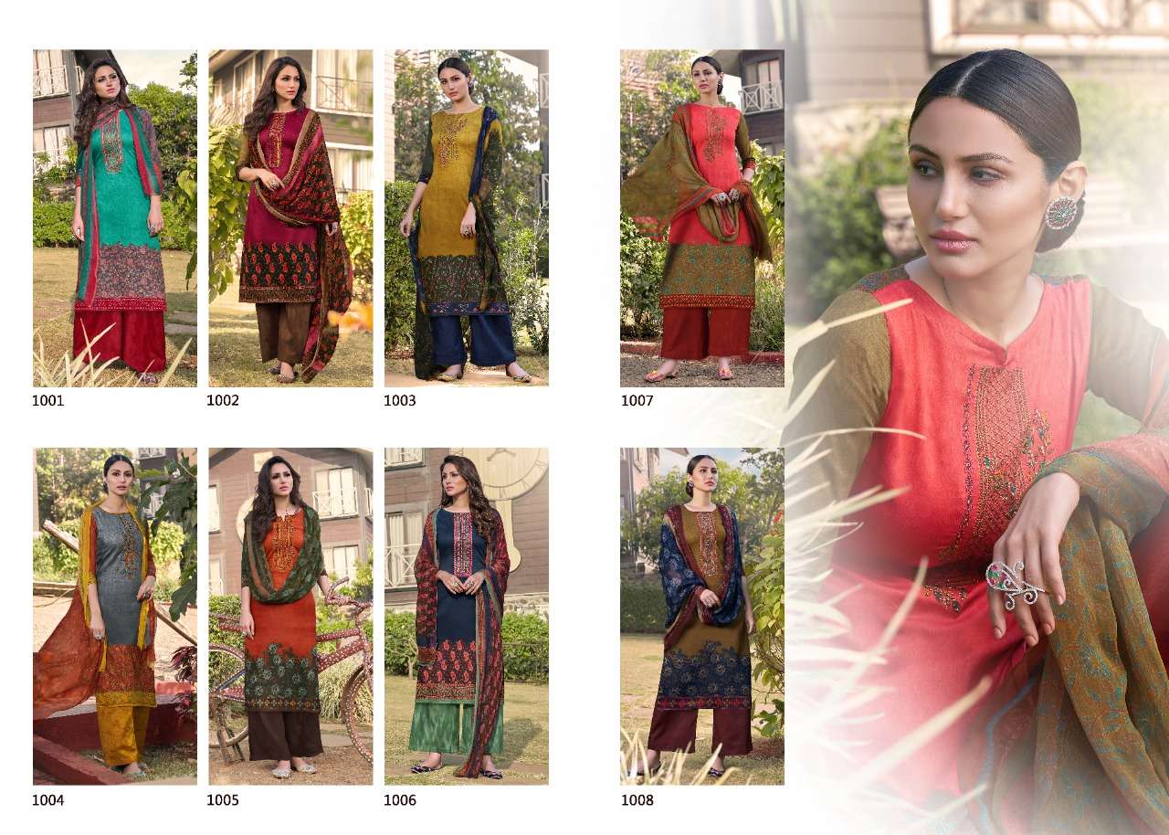 MORPANKH BY 7 CLOUDS 1001 TO 1008 SERIES BEAUTIFUL SUITS COLORFUL STYLISH FANCY CASUAL WEAR & ETHNIC WEAR PURE JAM PRINT WITH EMBROIDERY DRESSES AT WHOLESALE PRICE