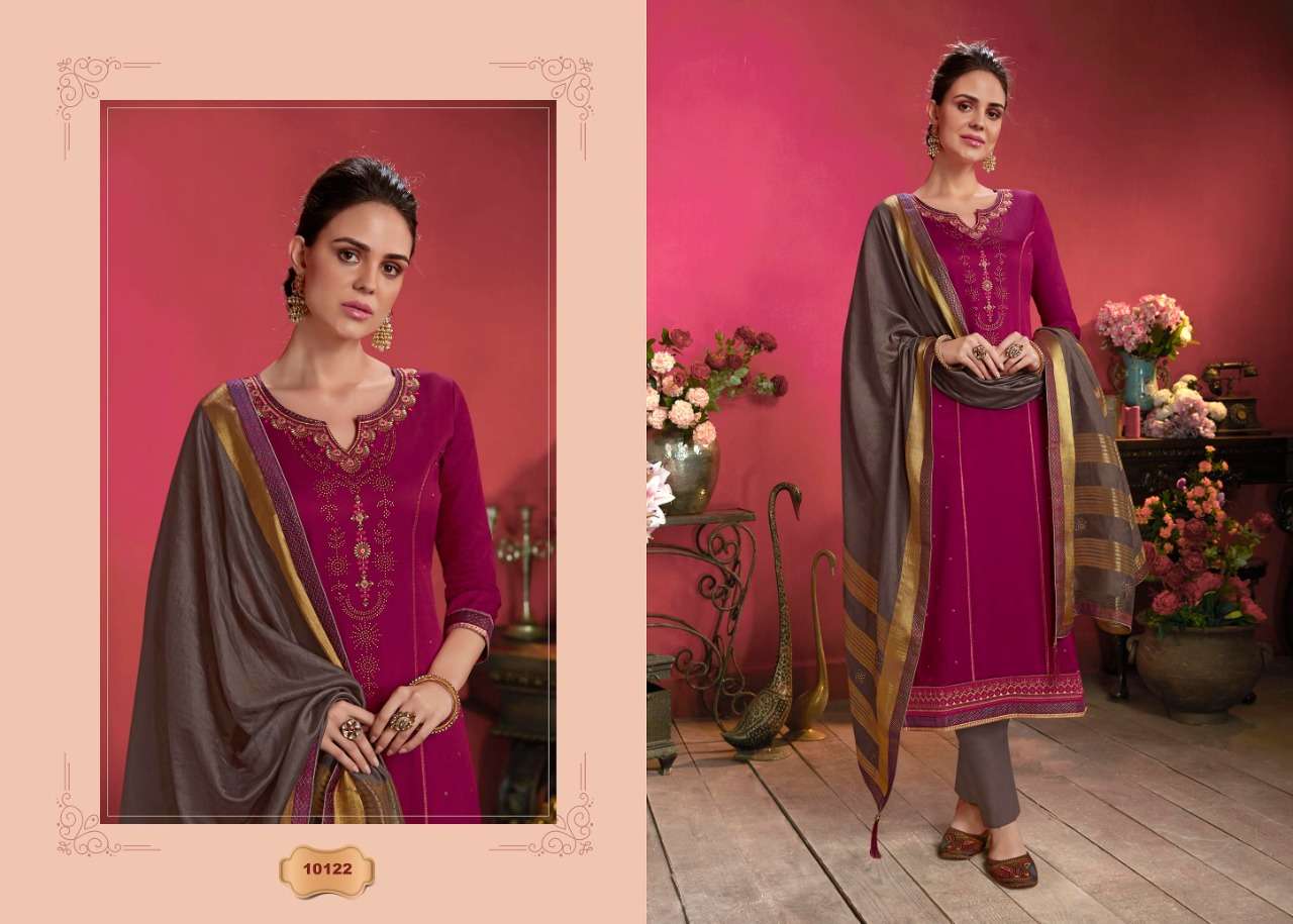 MALHAR BY 7 RAMAIYA 10121 TO 10128 SERIES BEAUTIFUL SUITS COLORFUL STYLISH FANCY CASUAL WEAR & ETHNIC WEAR JAM SILK WITH EMBROIDERY DRESSES AT WHOLESALE PRICE