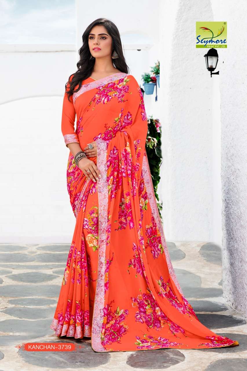 KANCHAN VOL-9 PART 1 BY SEYMORE PRINTS 3737 TO 3546 SERIES INDIAN TRADITIONAL WEAR COLLECTION BEAUTIFUL STYLISH FANCY COLORFUL PARTY WEAR & OCCASIONAL WEAR FANCY PRINTED SAREES AT WHOLESALE PRICE