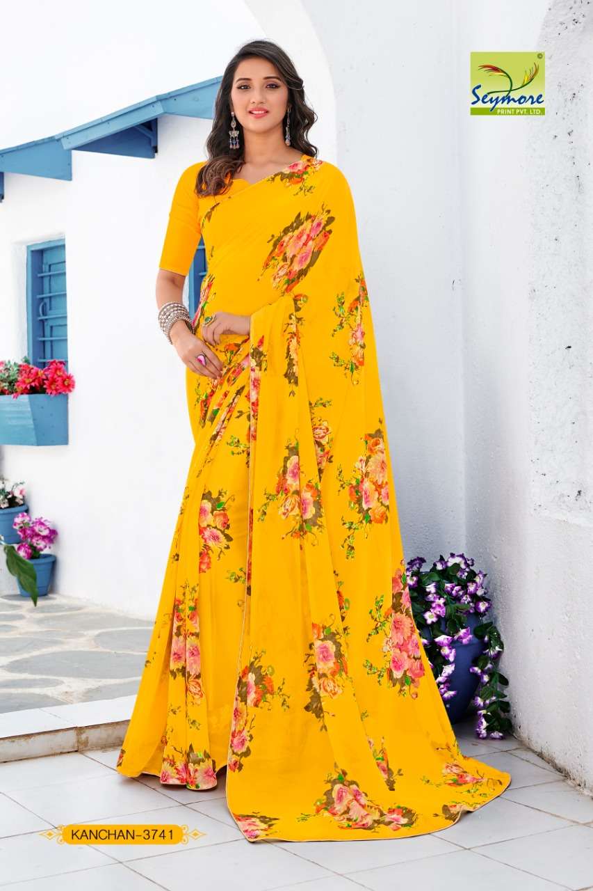 KANCHAN VOL-9 PART 1 BY SEYMORE PRINTS 3737 TO 3546 SERIES INDIAN TRADITIONAL WEAR COLLECTION BEAUTIFUL STYLISH FANCY COLORFUL PARTY WEAR & OCCASIONAL WEAR FANCY PRINTED SAREES AT WHOLESALE PRICE